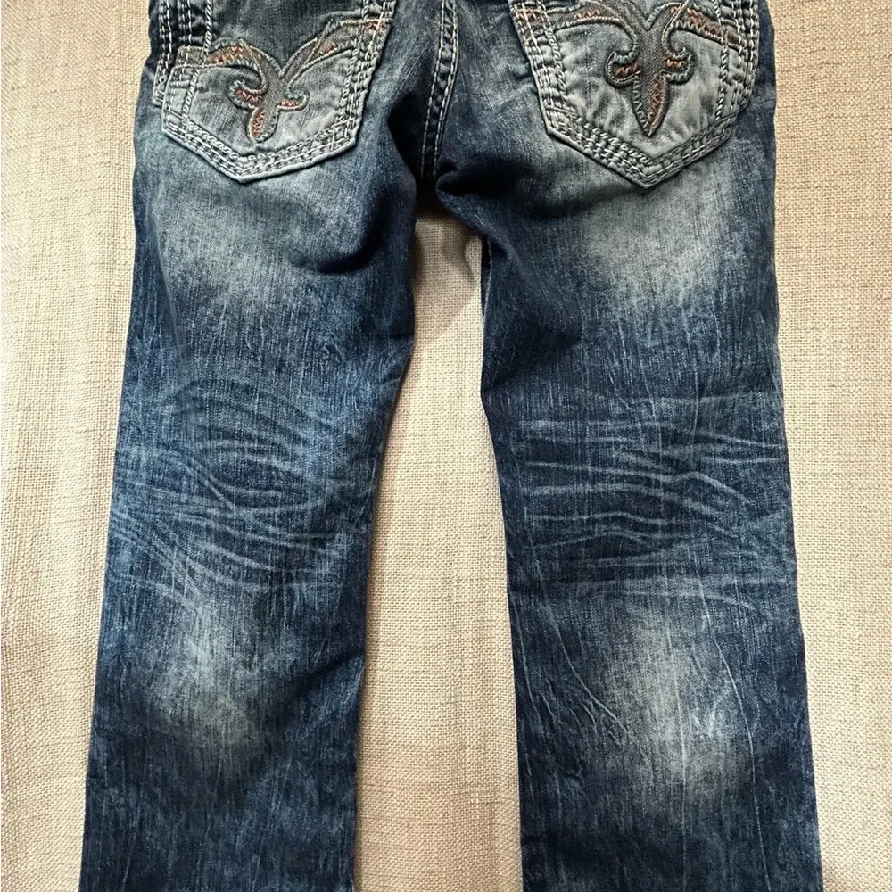 Rock Revival Men's Relaxed Blue Distressed Jeans - Picture 6 of 13